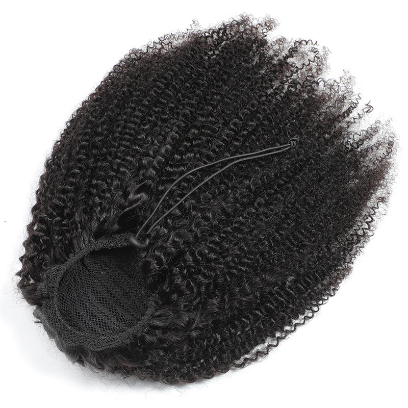 Afro Kinky Curly Human Hair Ponytail Natural Black Ponytail Extension