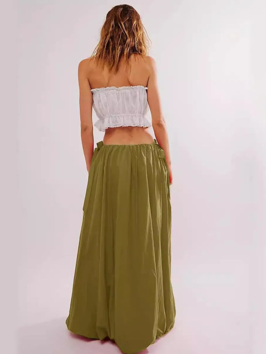 Side Bow Maxi Skirt with Pockets
