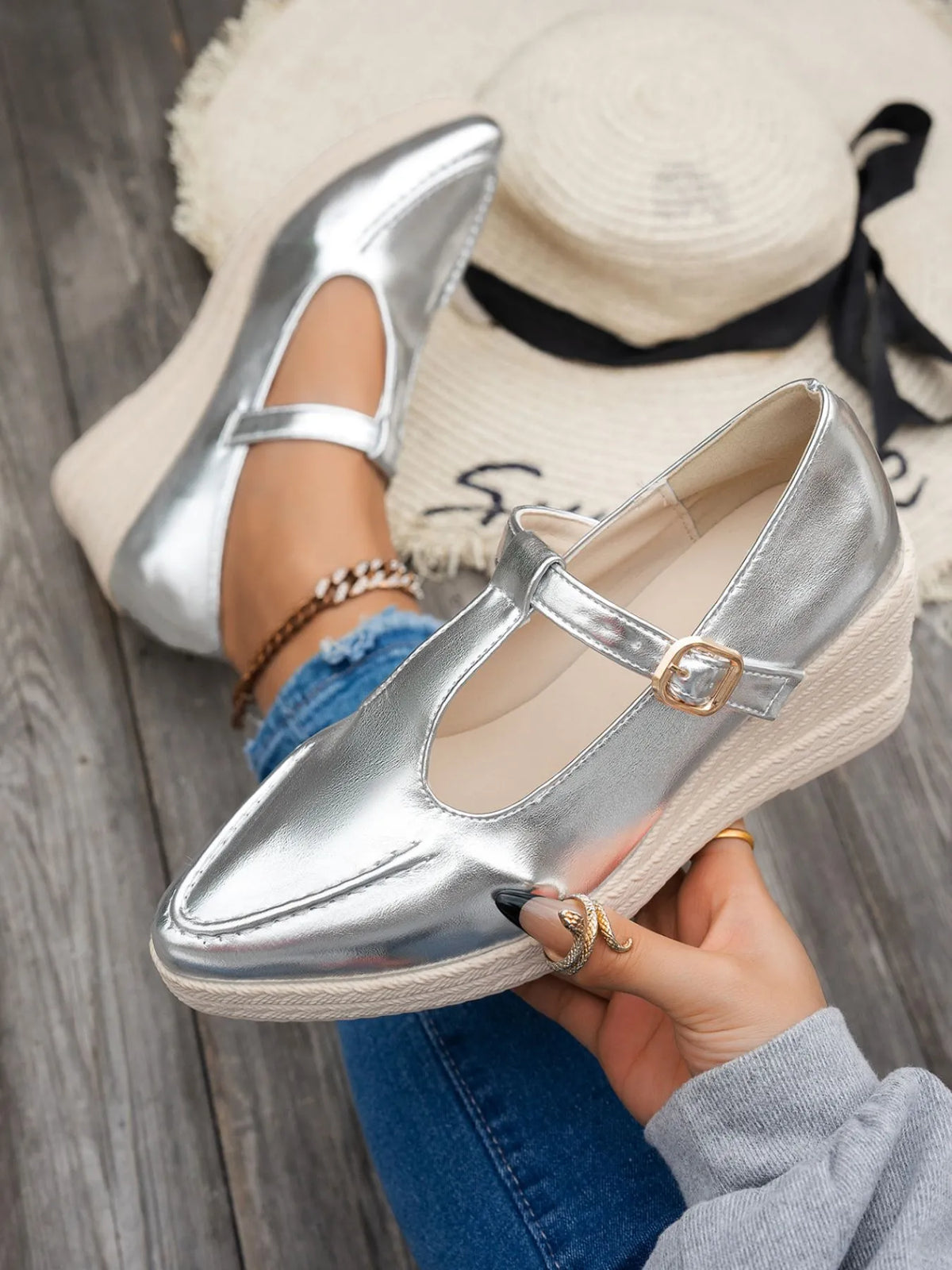 Point Toe Wedge Loafers