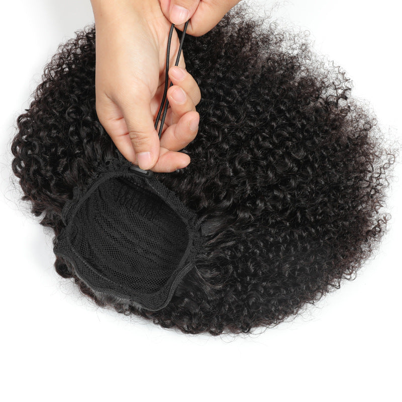 Afro Kinky Curly Human Hair Ponytail Natural Black Ponytail Extension
