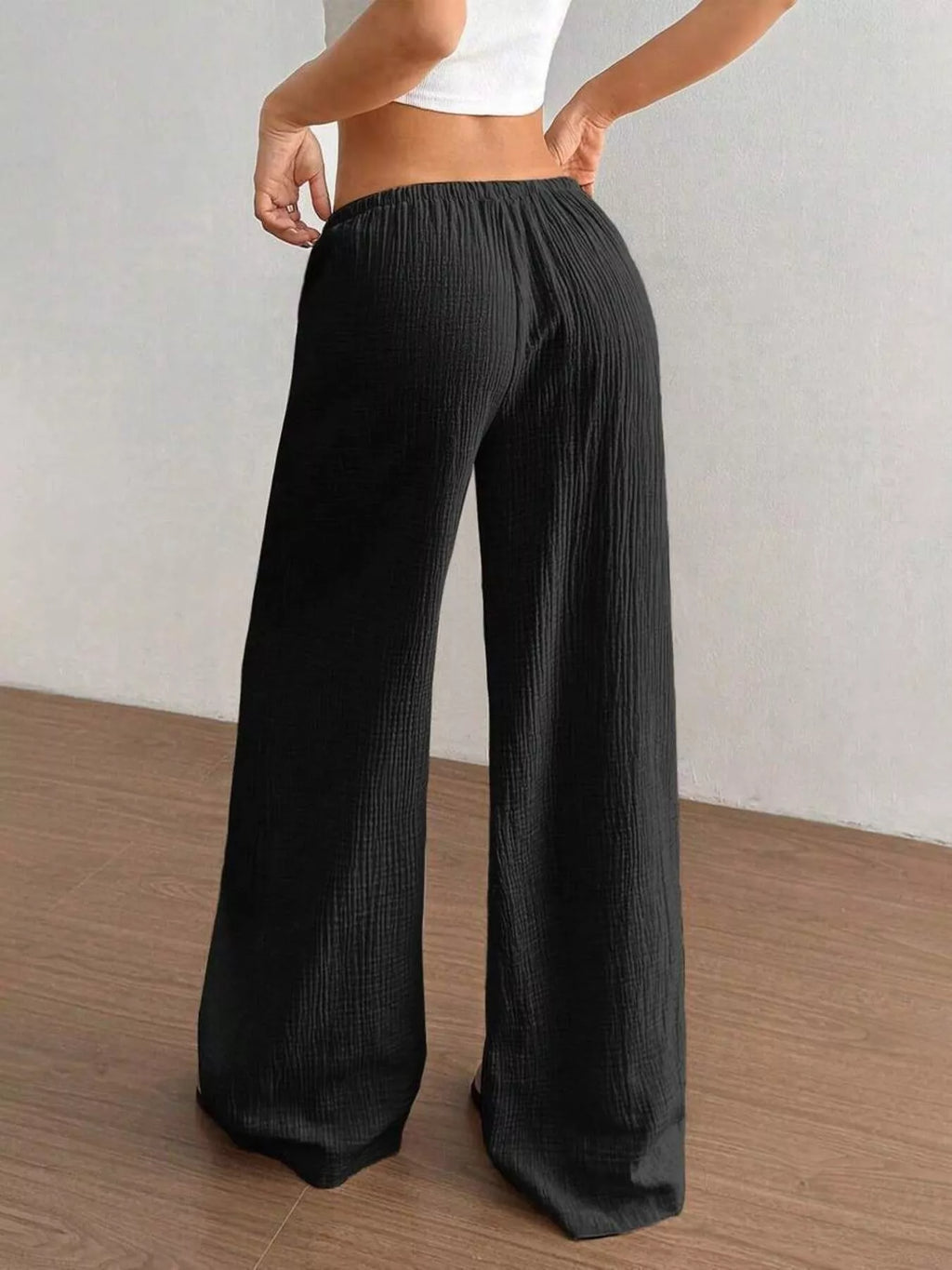 Full Size Drawstring Wide Leg Pants Plus Size