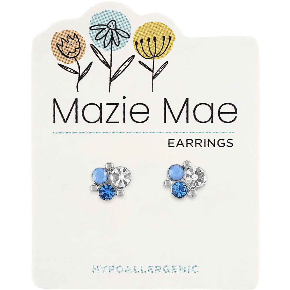 Hypoallergenic Silver Air Blue Opal Cluster Studs