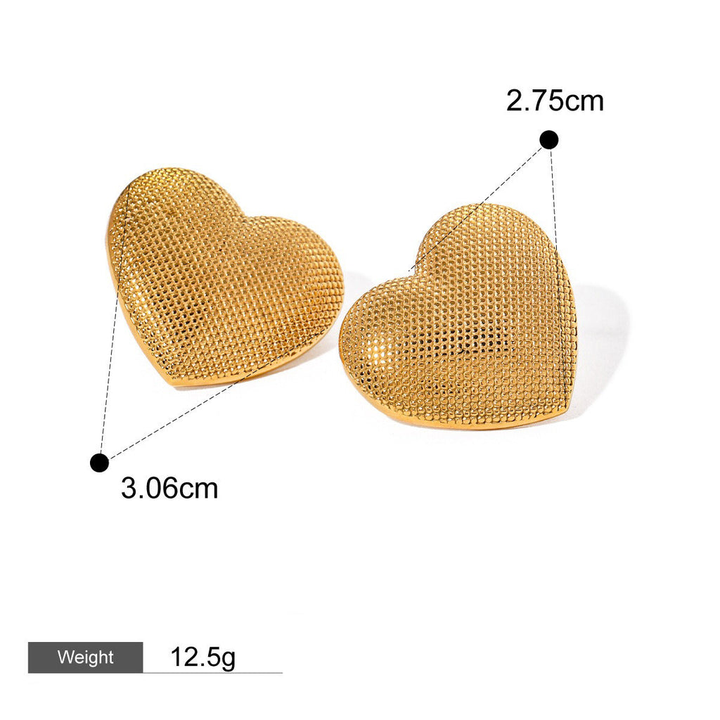 Textured Heart Stud Earrings