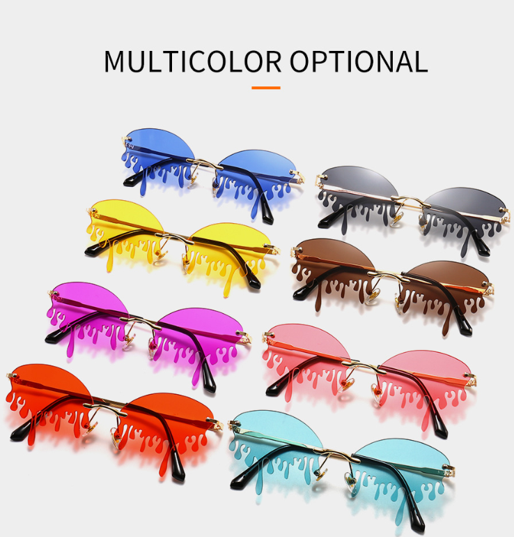 UV400 Trendy Tassel Sunglasses Fashion Retro Rimless Sun Glasses Steampunk Sunglasses Shades Funny Clouds Shaped Eyeglasses