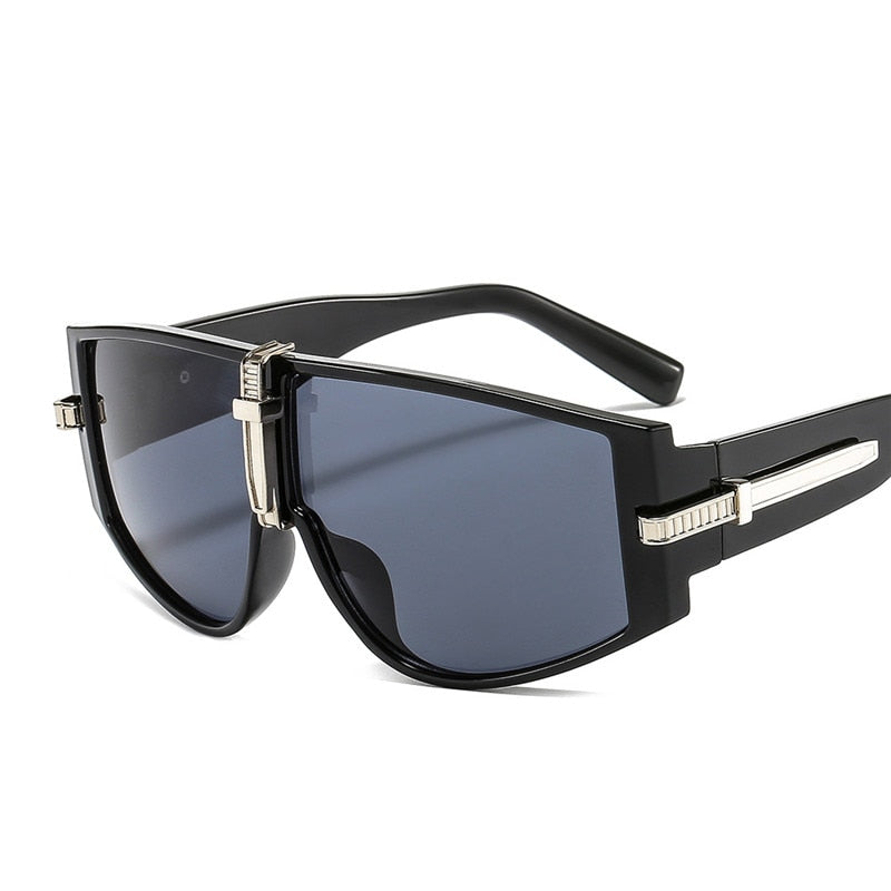 Vintage Punk Sunglasses Women Luxury Fashion Goggle Sun Glasses Men Personality One Piece Black Blue Glasses