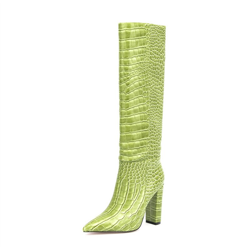 Luxury Pointed Toe Knee High Boots Women's Heels
