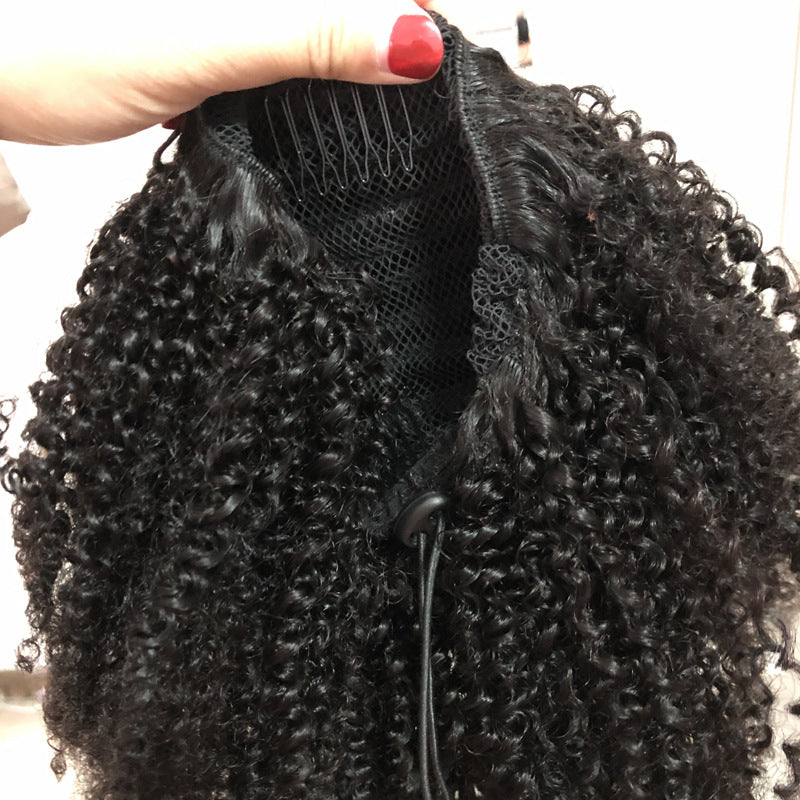 Afro Kinky Curly Human Hair Ponytail Natural Black Ponytail Extension