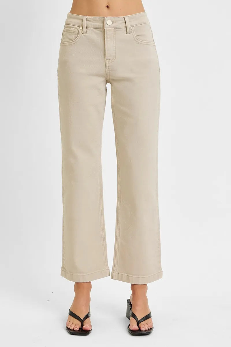 RISEN Full Size Tummy Control Mid Rise Ankle Straight Jeans Plus Size