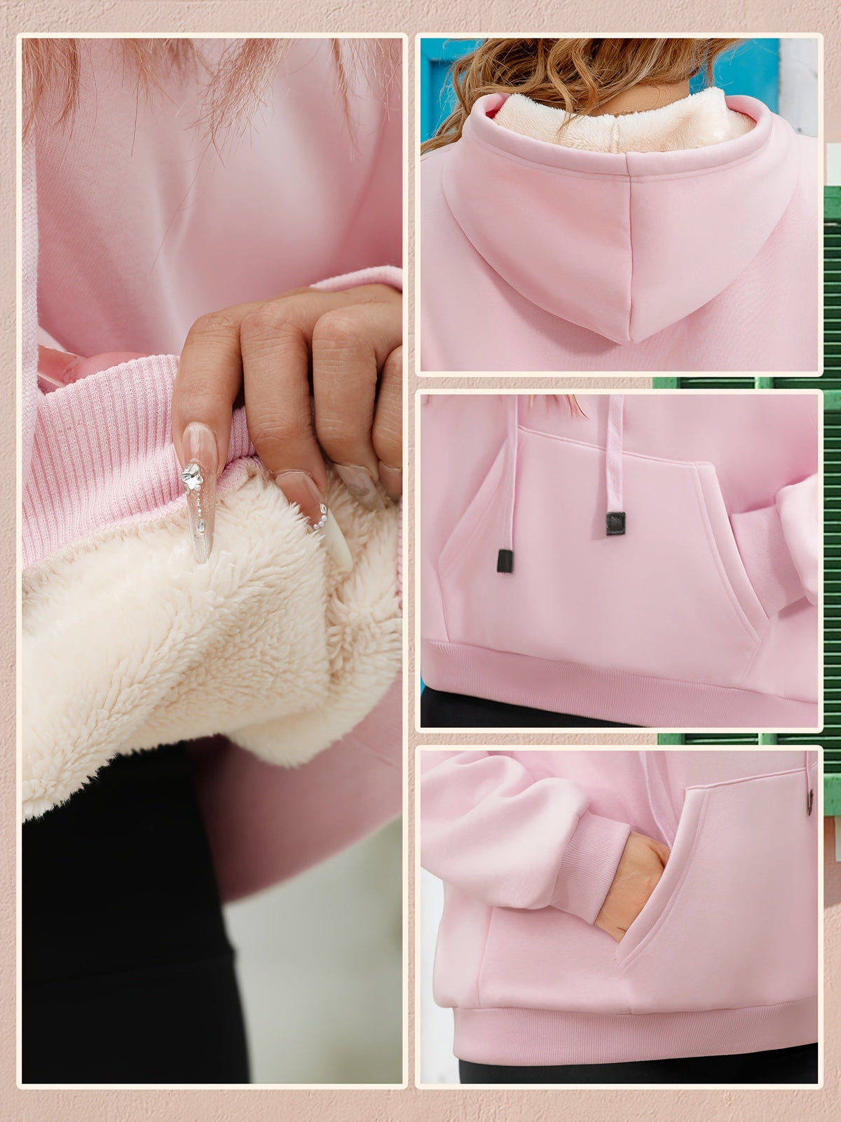 🖤 Women’s Winter Velvet Hoodie — Solid Color Warm Sweatshirt