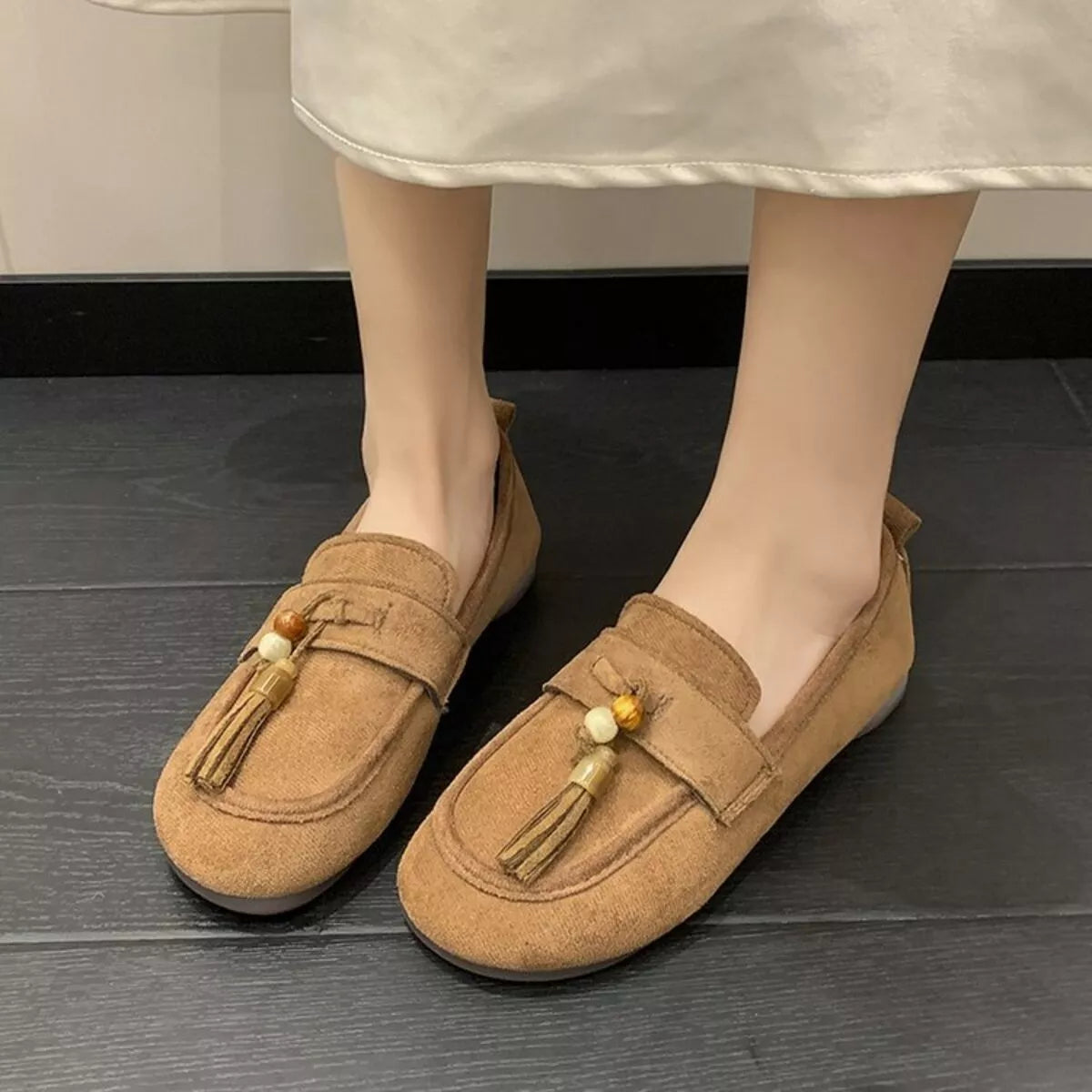 Tassel Round Toe Slip-Ons