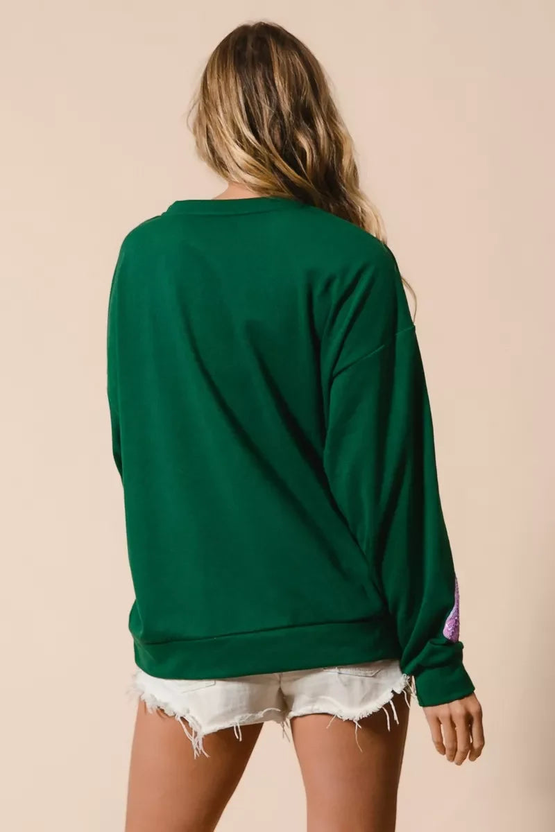 BiBi Sequin Christmas Gift Box Embroideries Pullover