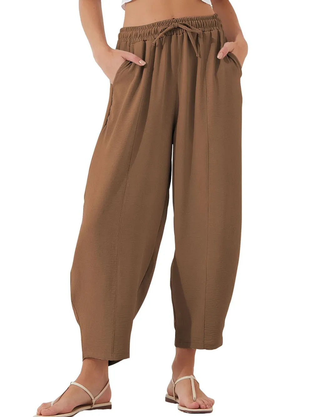Full Size Drawstring Cropped Jogger Pants Plus Size