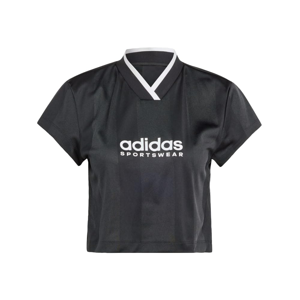 adidas Womens Tiro Colorblock Cropped Tee Black Large