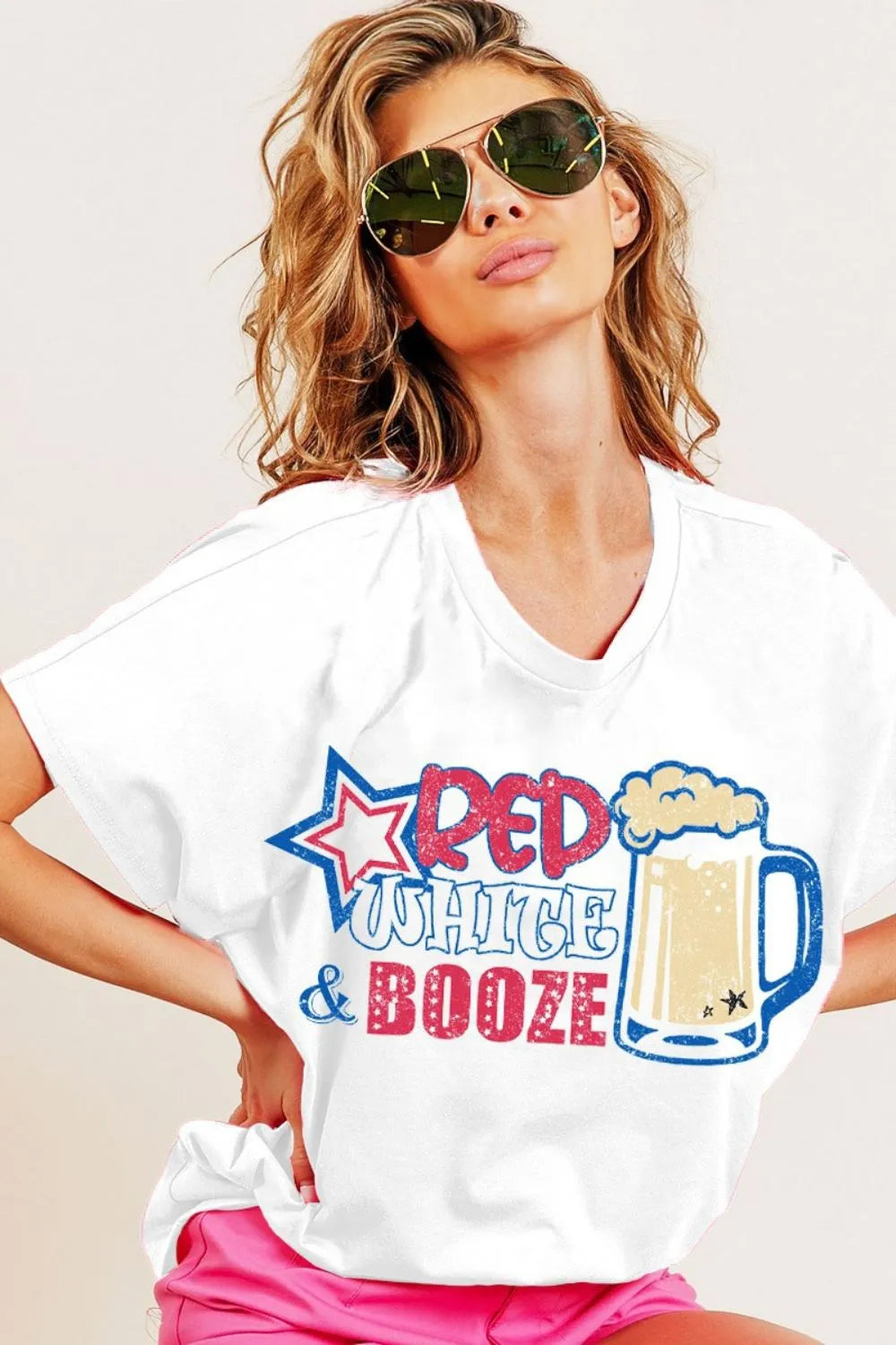 BiBi Red White and Booze Graphic Jersey Top