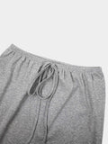 Straight Maxi Drawstring T-Shirt Skirt-Grey