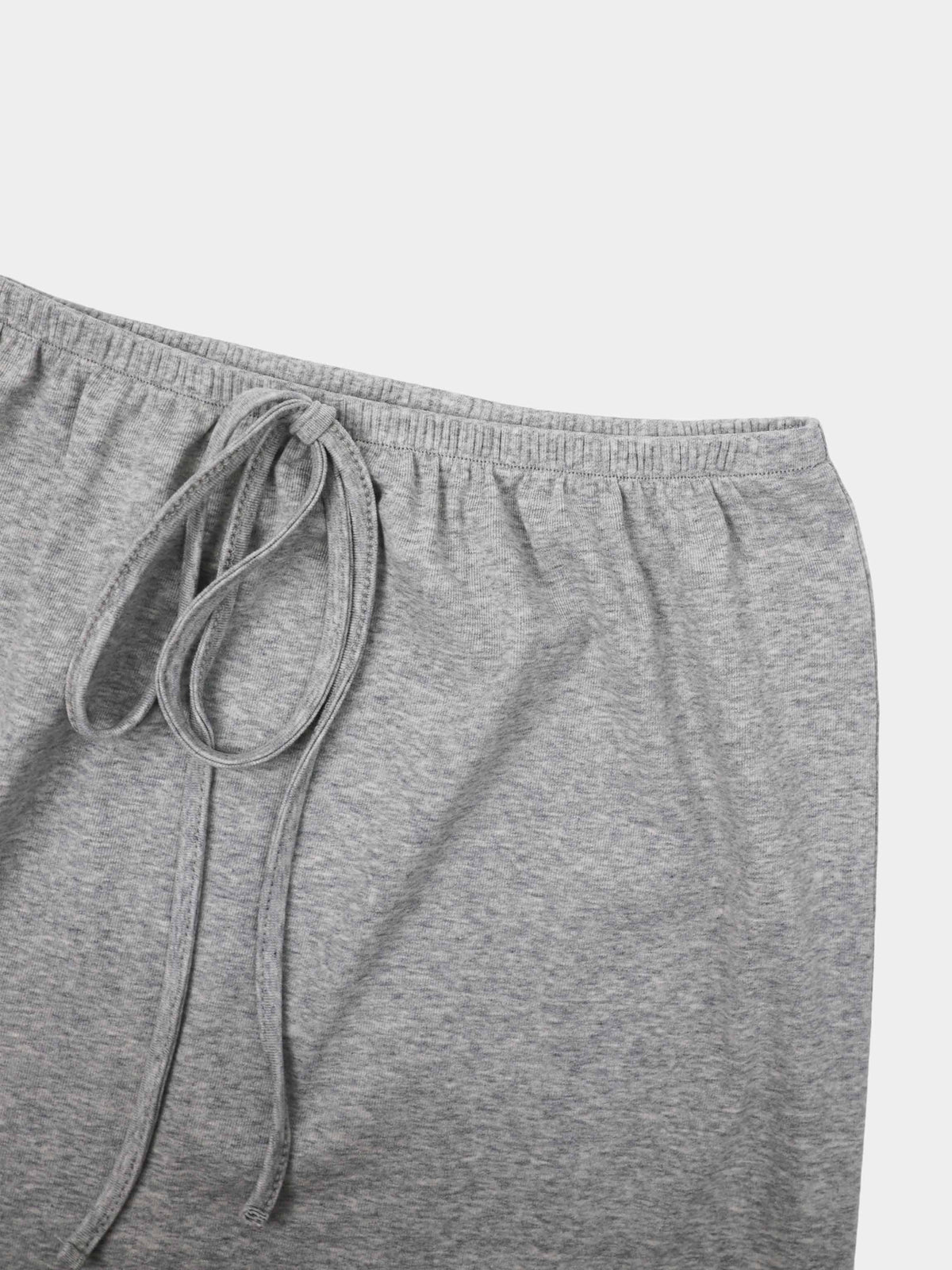 Straight Maxi Drawstring T-Shirt Skirt-Grey