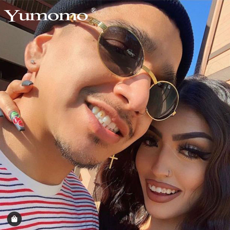 New Trend Ins Net Red Star With The Same Round Frame Sunglasses Big Frame Street Shooting Thin Sunglasses Naked Frame Sunglasses