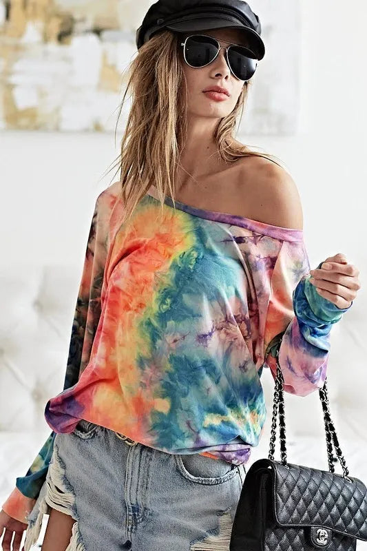BiBi Tie Dye Soft Knit Jersey Top