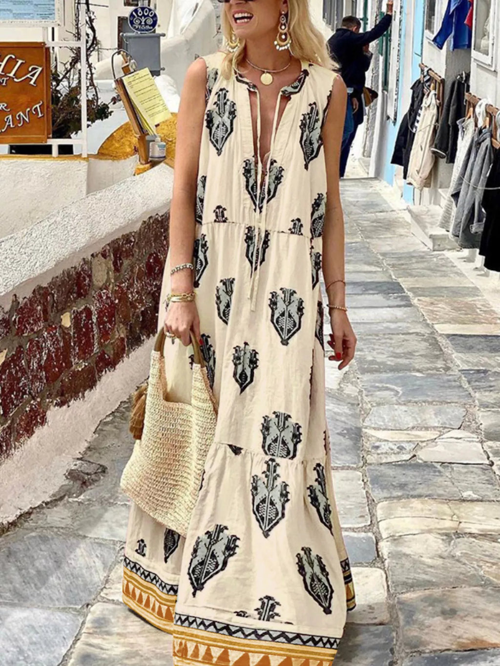 Printed Sleeveless Maxi Dress