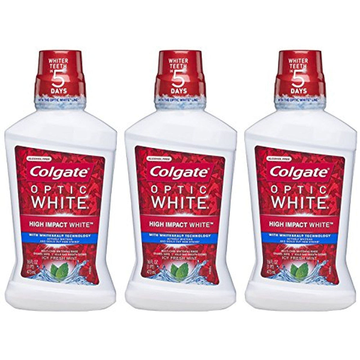 Colgate® Optic White® Advanced Alcohol-Free Icy Fresh Mint Mouthwash, 16 oz