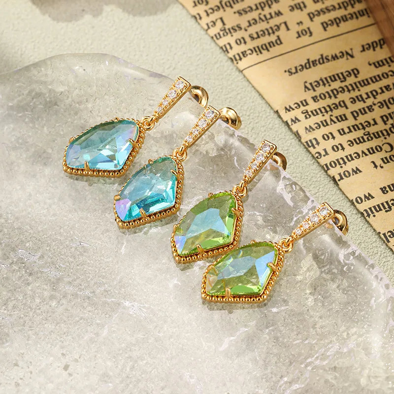 Crystal Glass Irregular Drop Earrings