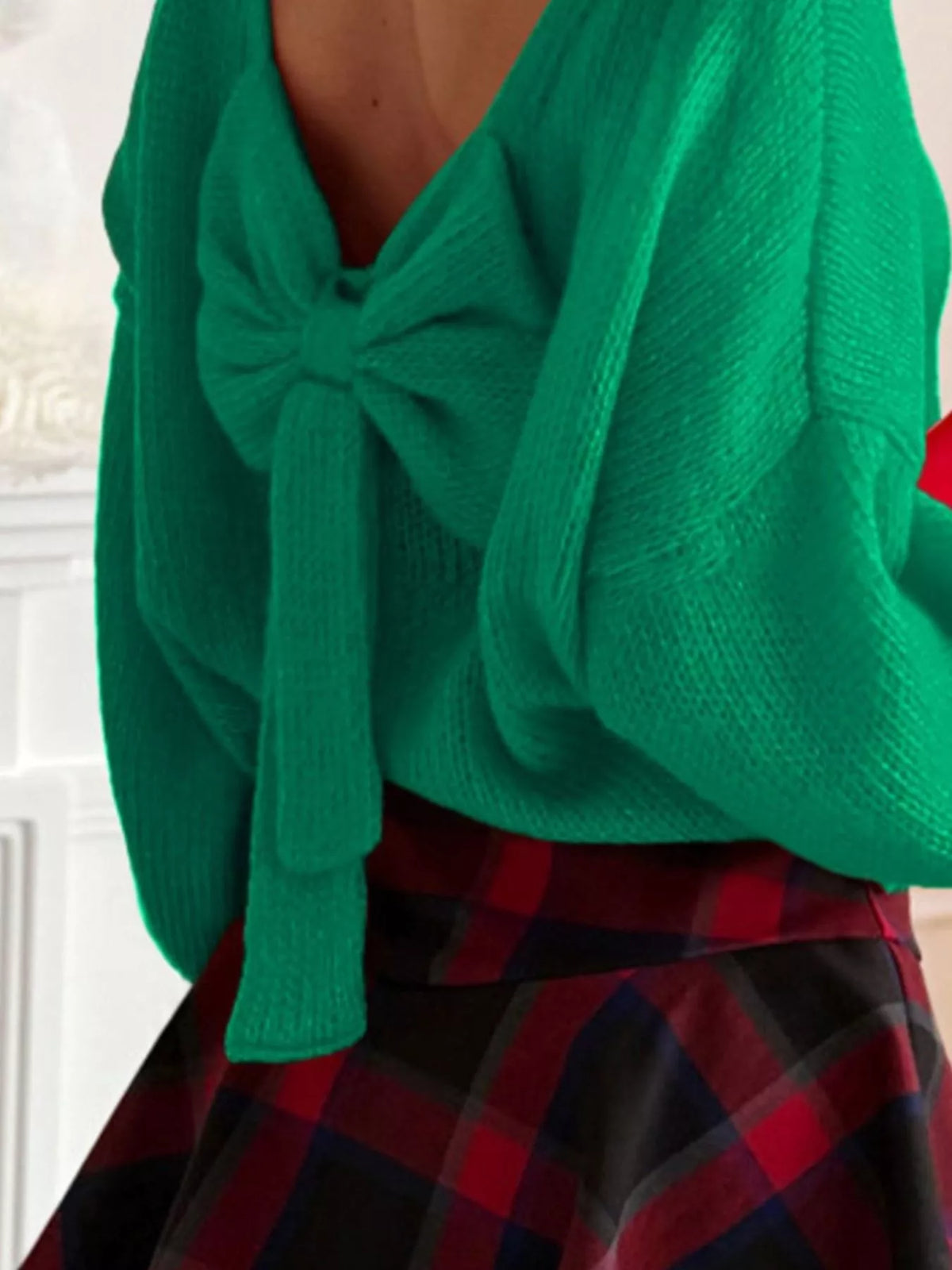 Back Bowknot Long Sleeve Sweater