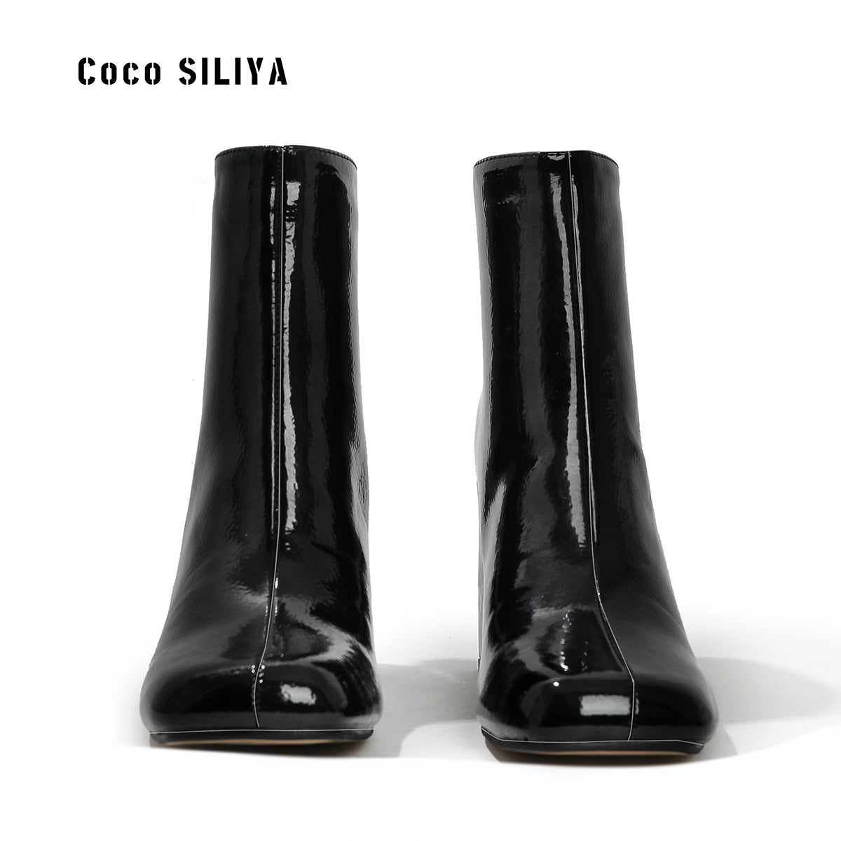 British Winter New Women's Medium Boots Thick Heel Square Head Medium High Heel Martin Boots
