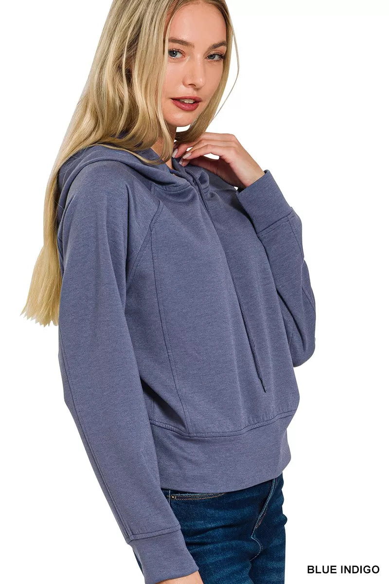 Zenana Drawstring Scuba Hoodie