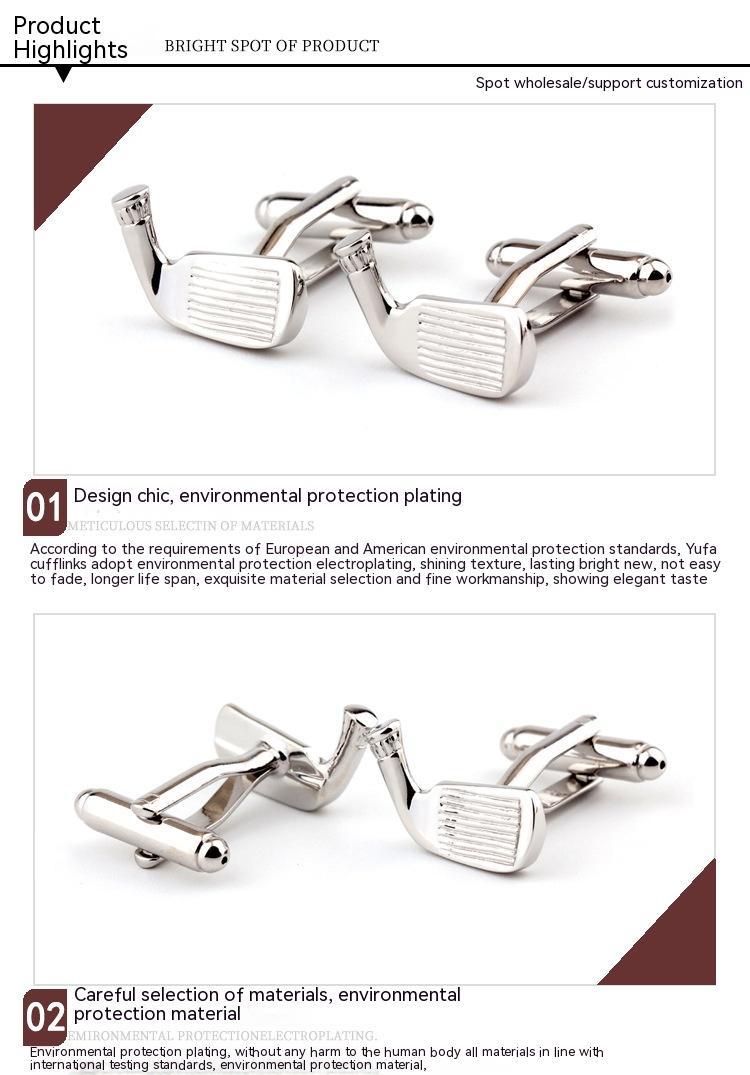 Golf Racket Shape Metal French Shirt Cufflinks
