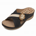 Plus Sizes Wedge Flower Beach Slippers For Women