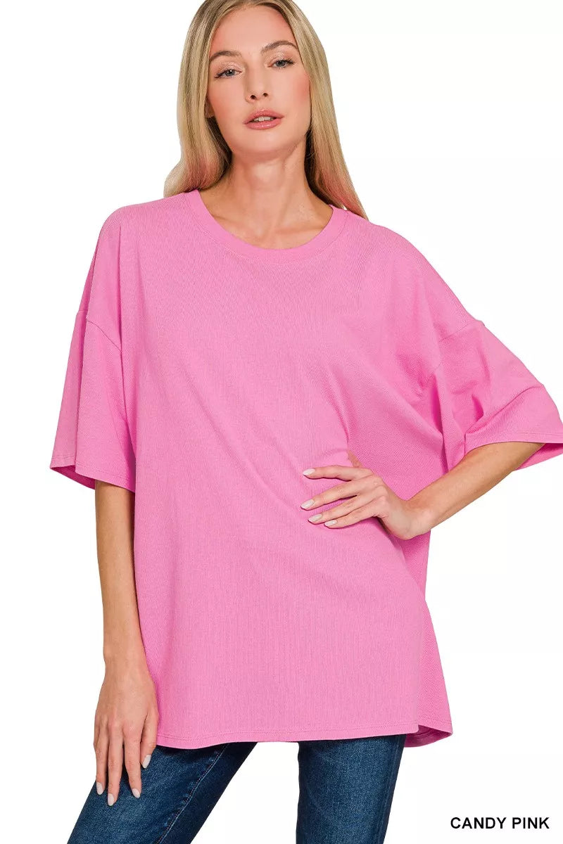 Zenana Cotton Short Sleeve Oversized Tunic Tee