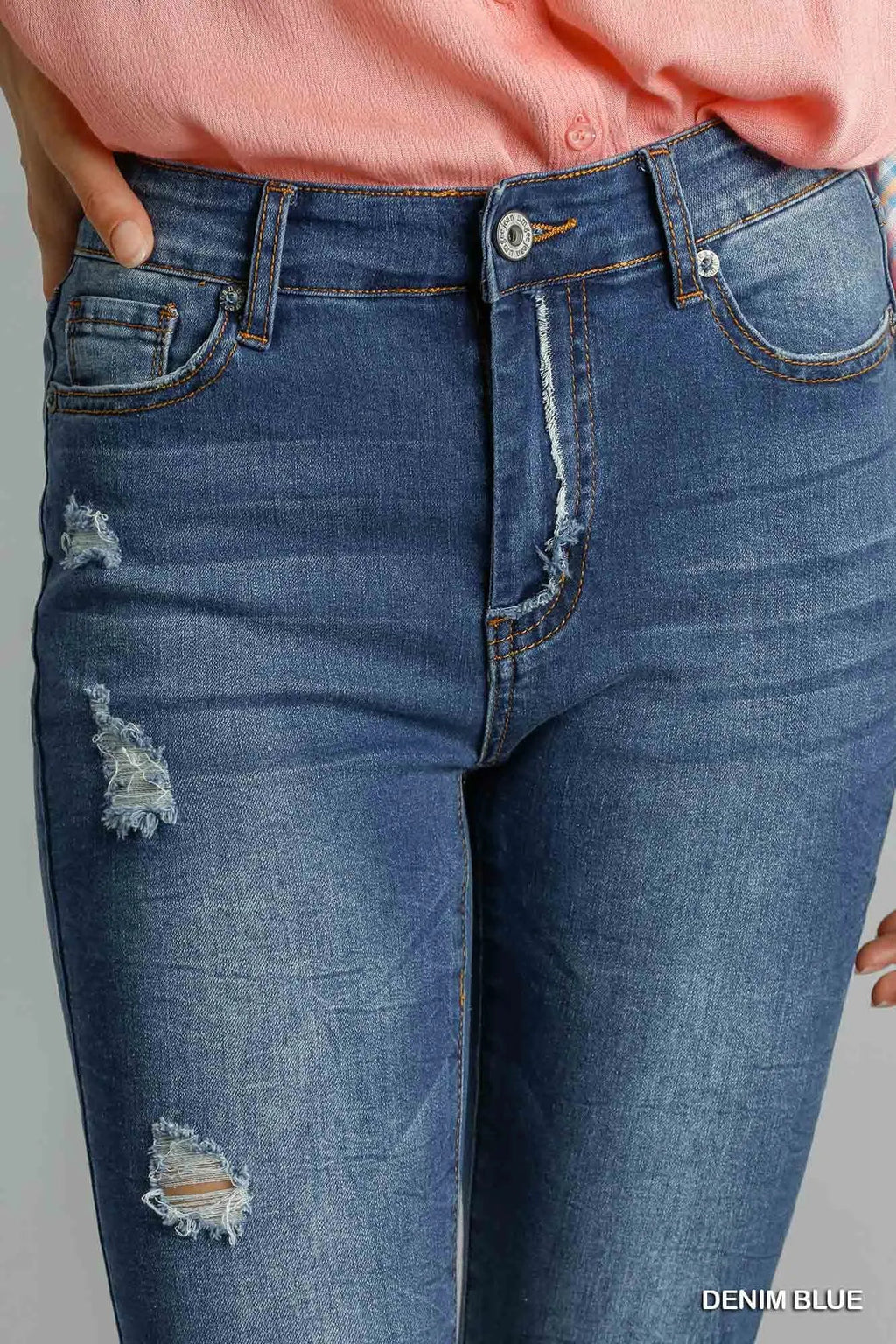 Umgee Distressed Skinny Jeans with Pockets-3