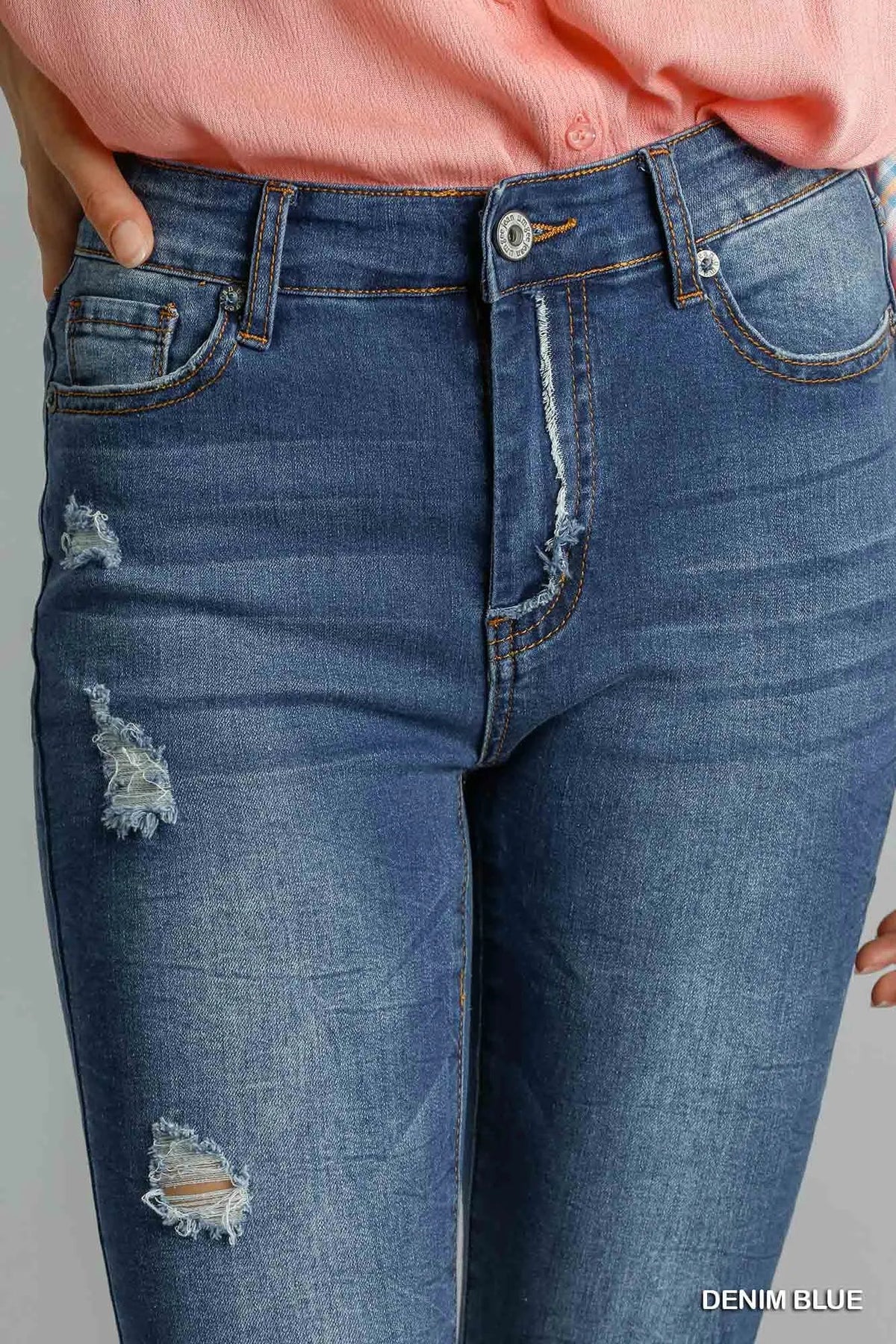 Umgee Distressed Skinny Jeans with Pockets-3