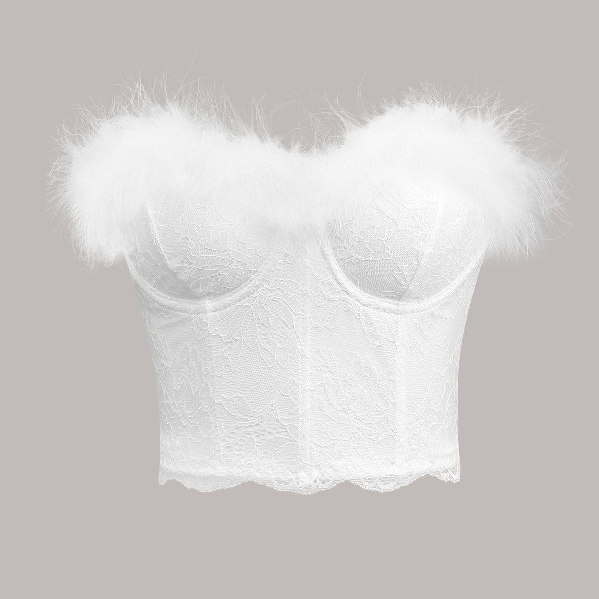 Lace fishbone corset feather tassel strapless