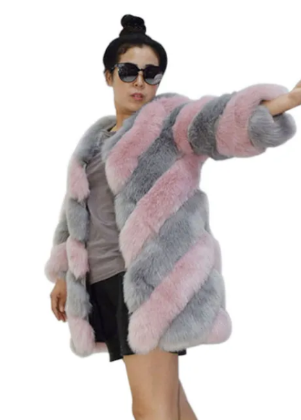 Women Luxury Faux Fox Fur Coat Women Fashion Winter Coat Thick Warm Fake Fur Jacket Coats