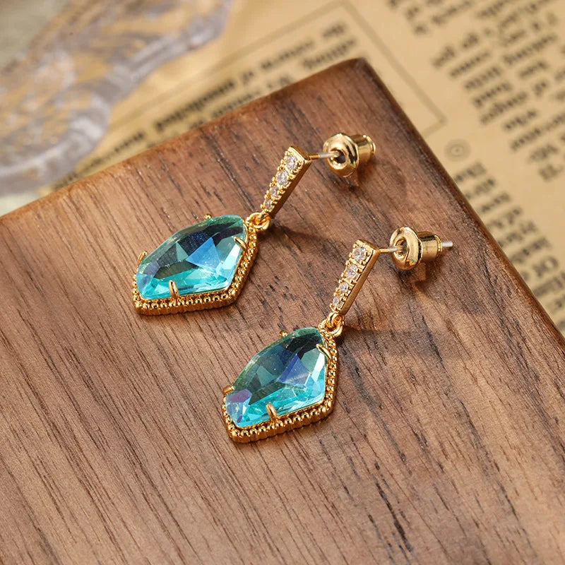 Crystal Glass Irregular Drop Earrings