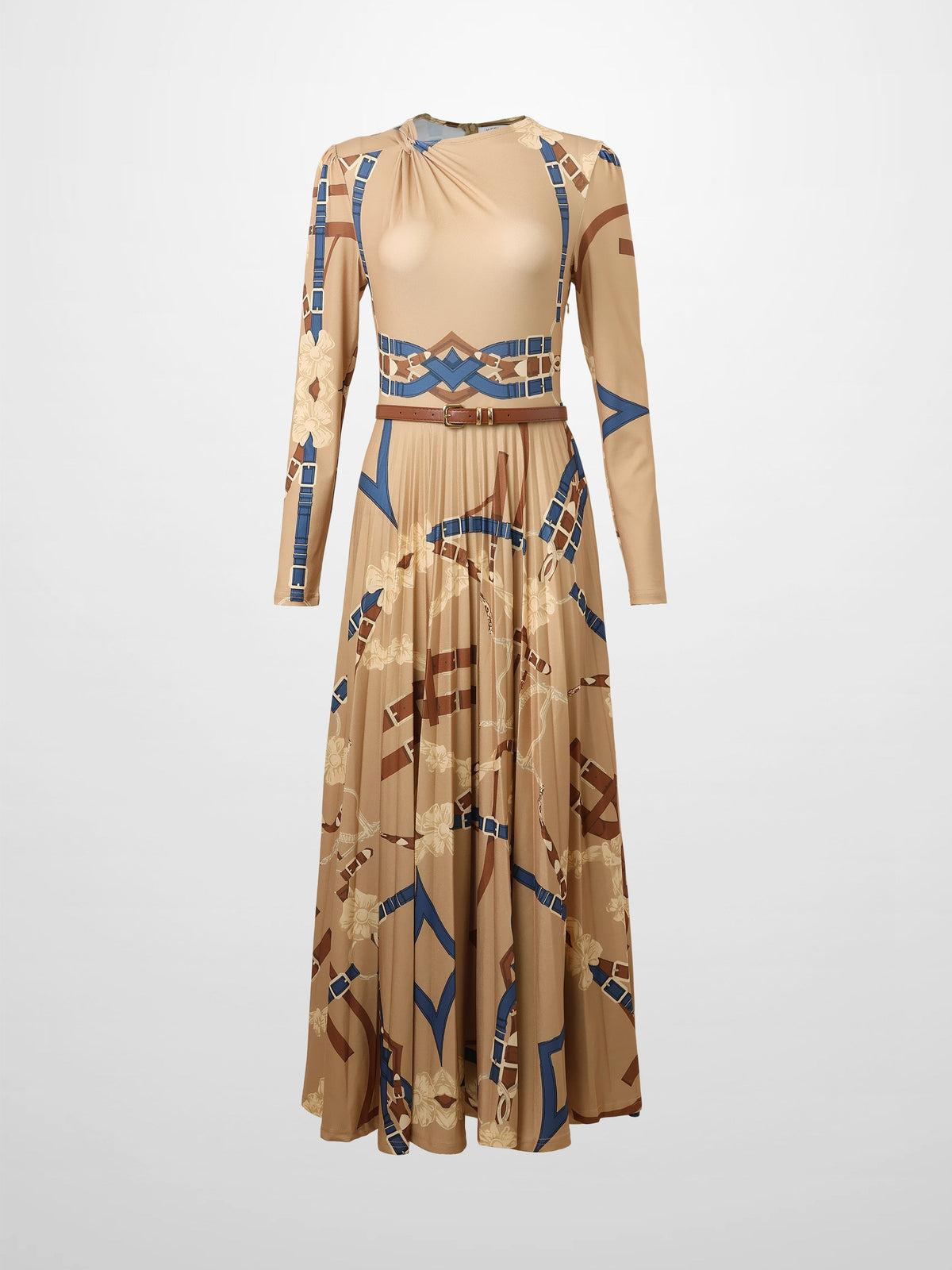 Side Knot Pleat Dress-Chain Design