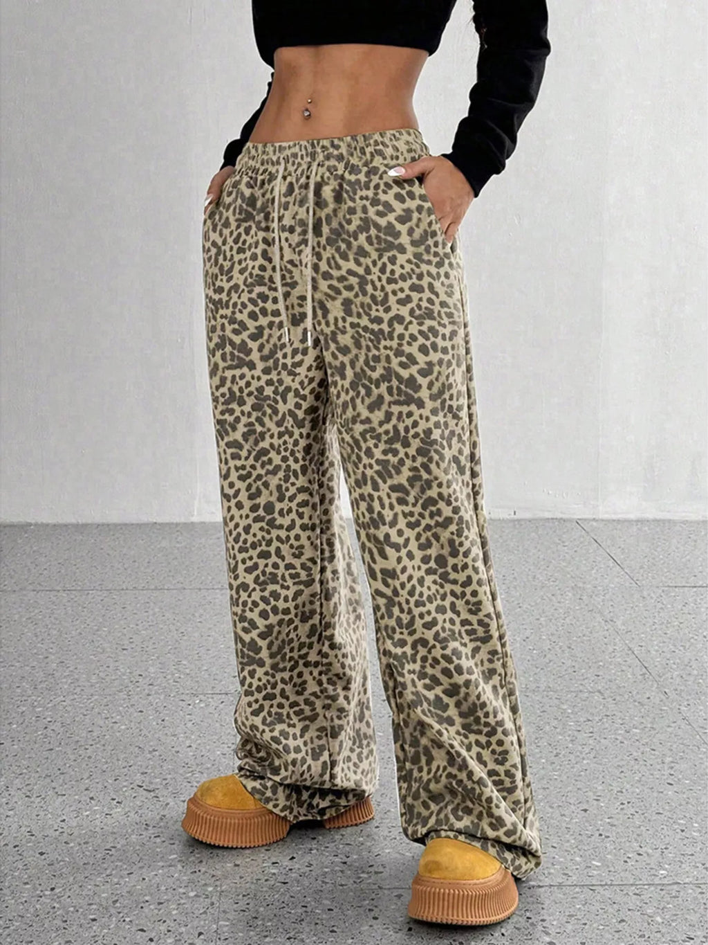 Full Size Leopard Print Wide Leg Pants Plus Size