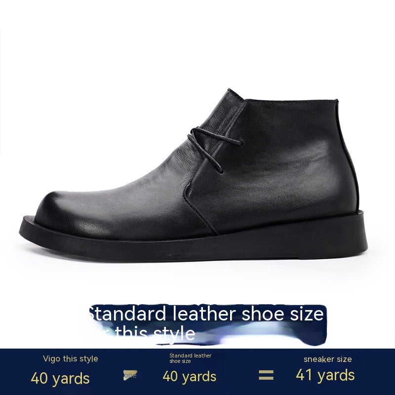 Short Lace-up Leather Mid-top Martin Boots