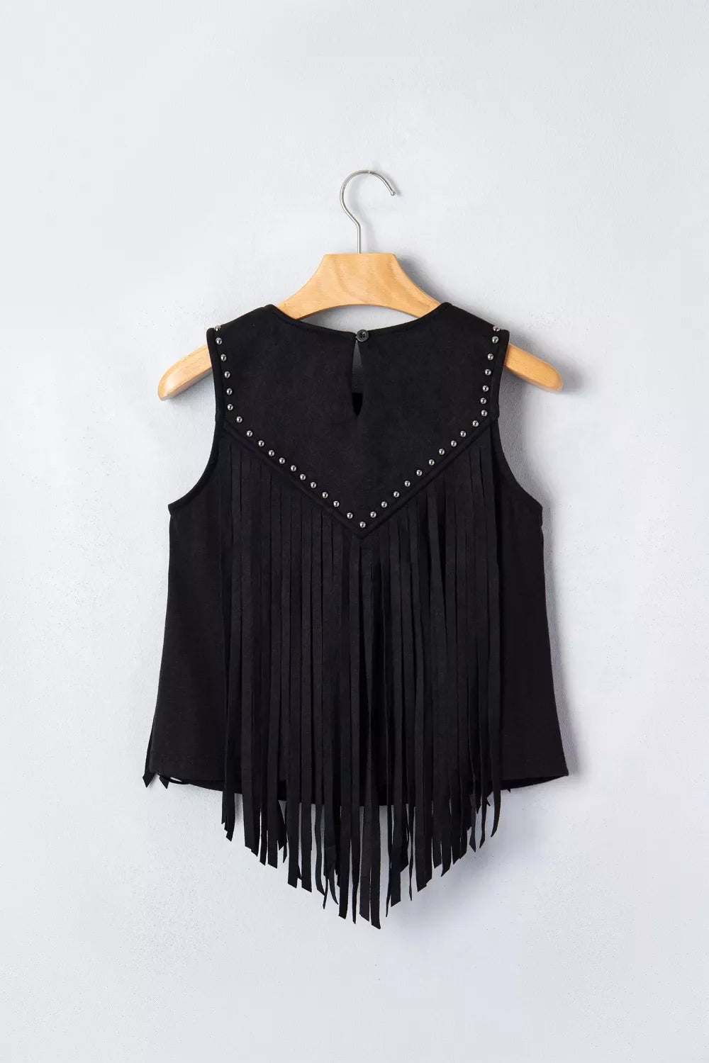 Western Fringe Rivet Paneling Bust Sleeveless Top