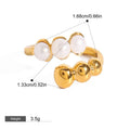 18K Gold Round Pearl Inlaid Ring