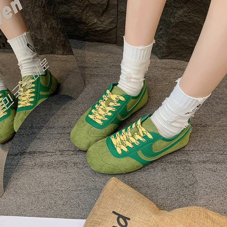Contrast Panel Suede Sneakers