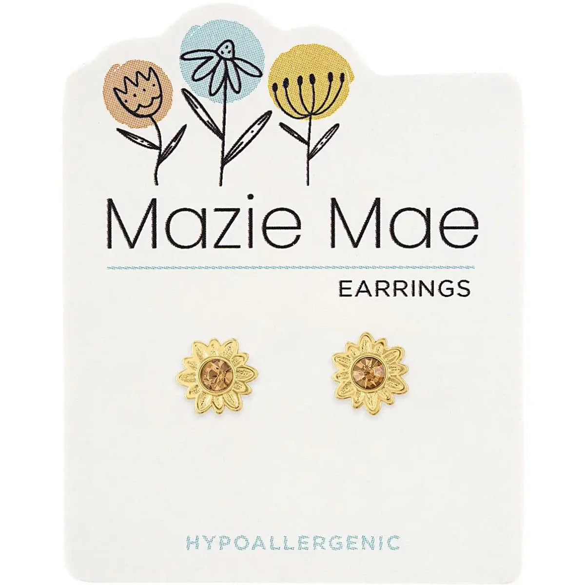 Hypoallergenic Gold Sunflower Studs