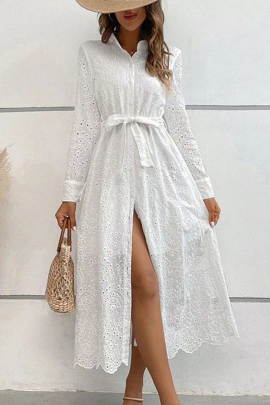 Miss Sparkling | Eyelet Midi Dress