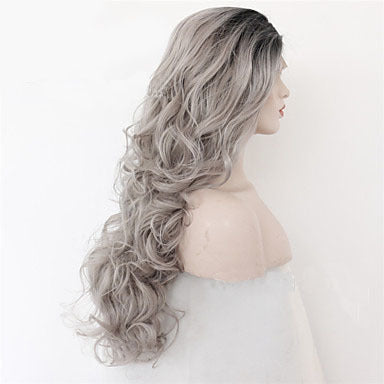 Grey Black Ombre Wavy Lace Wig