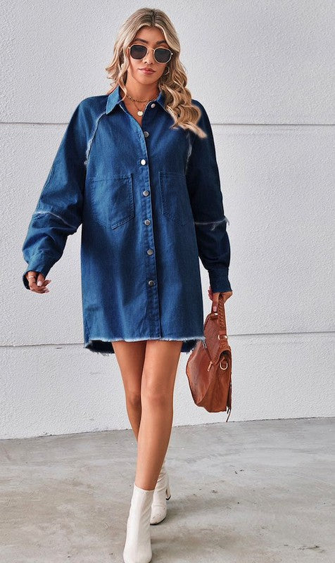 Miss Sparkling | Denim Dress-0