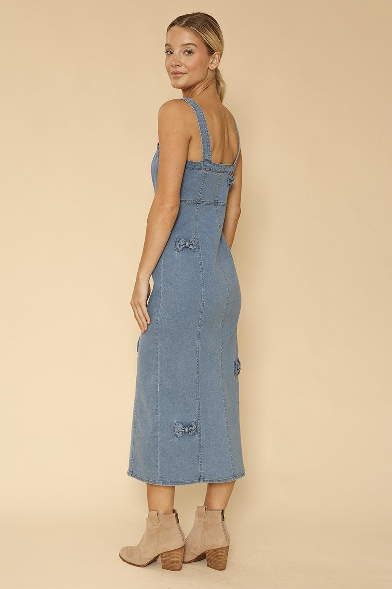 Miss Sparkling | Denim Dress with Bow Detailing