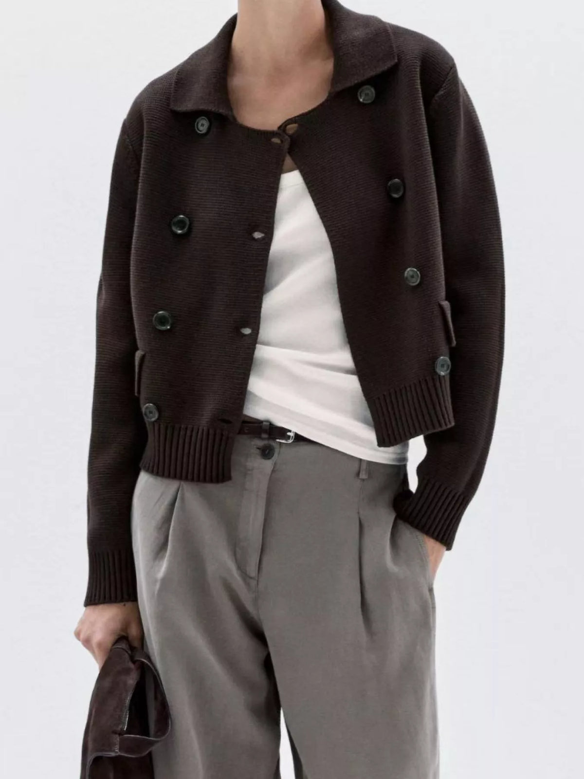 Double-Breasted Knit Cardigan