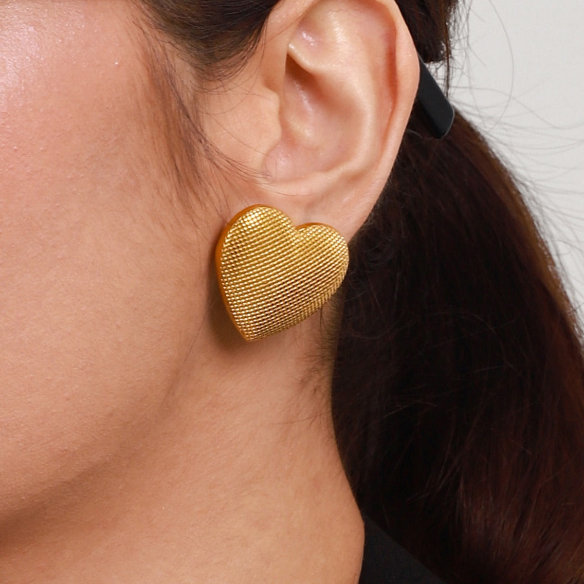Textured Heart Stud Earrings
