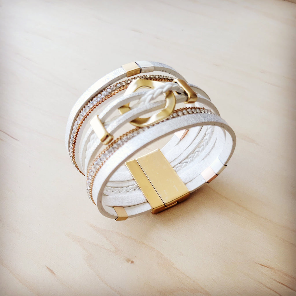**White & Gold Magnetic Cuff 811L-2